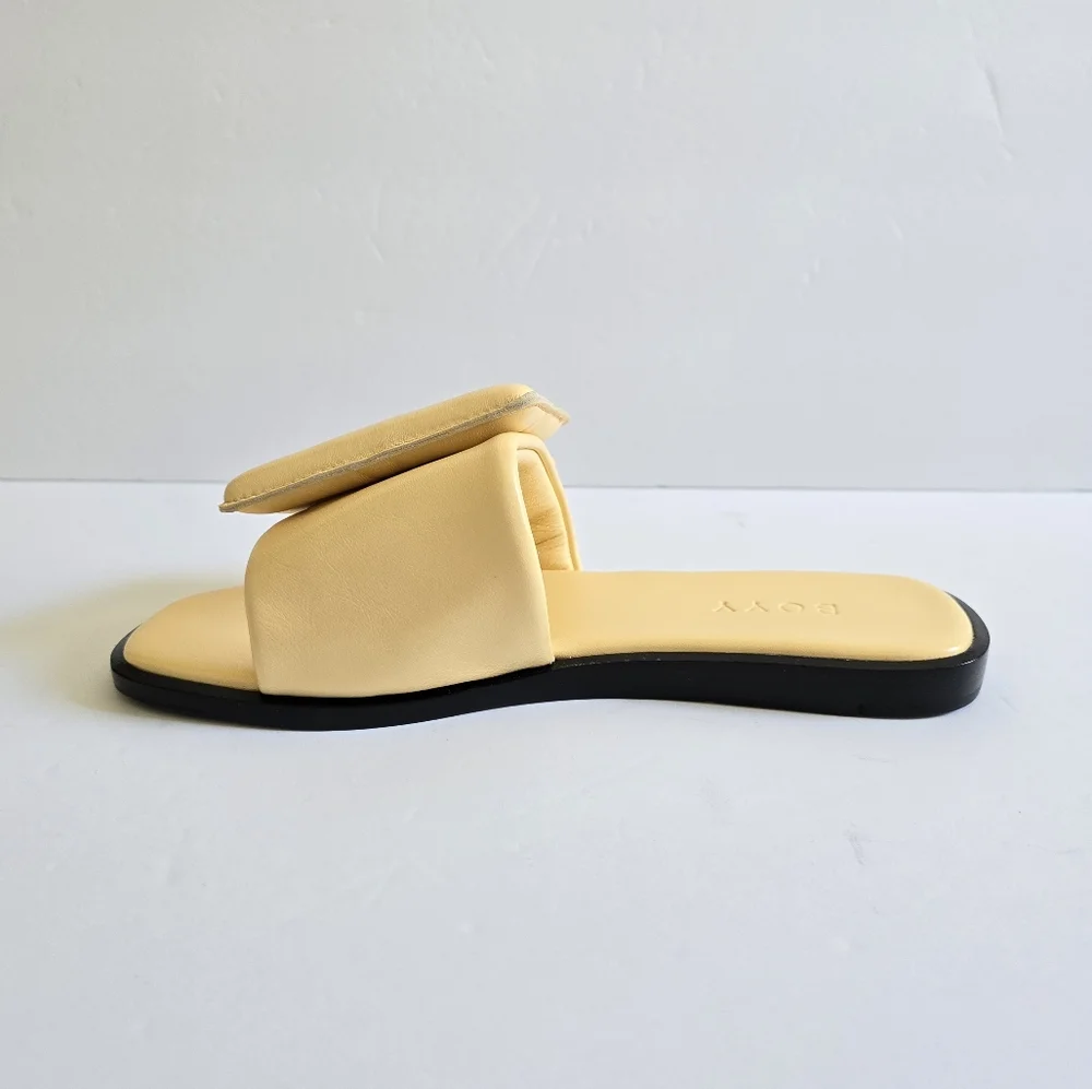 BOYY Leather Flat Sandals Size 39 Light Yellow - Picture 3 of 10